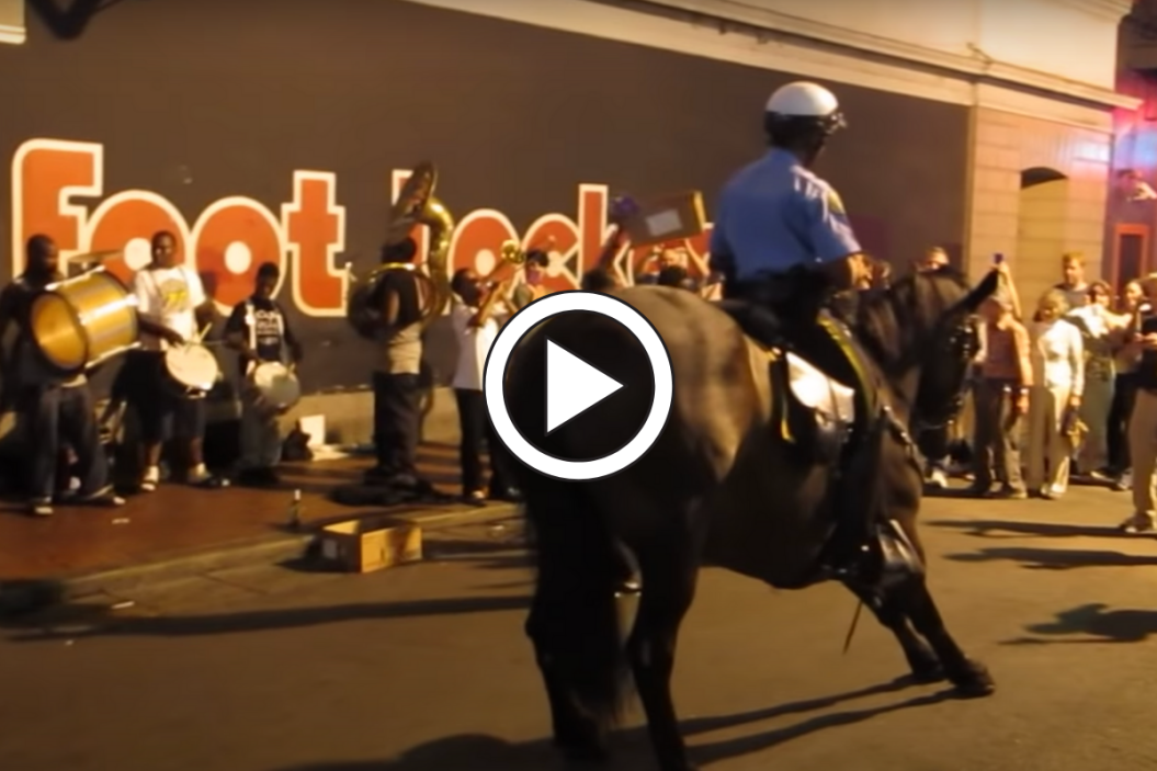 Dancing police horse in New Orleans.
