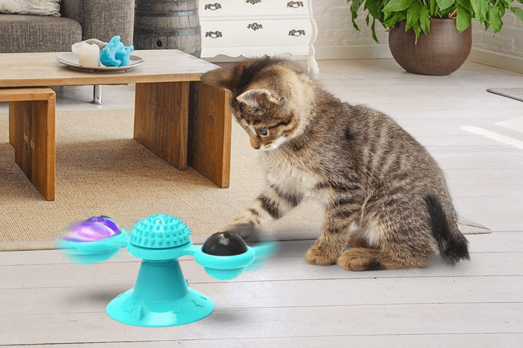YUTANG Interactive Windmill Cat Toys with Catnip : Cat Toys for Indoor Cats Funny Kitten Toys with LED Light Ball Suction Cup‖Cat Nip Toy for Cat chew Exercise